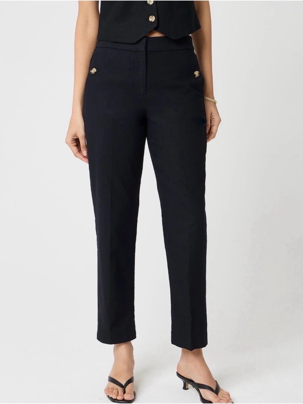 J Crew Factory women Linen-cotton blend sailor pant lightweight black Sz 10 NWT